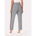 Contraste Tape Side Plaid Pants Manufacture Wholesale Fashion Women Apparel (TA3088P)